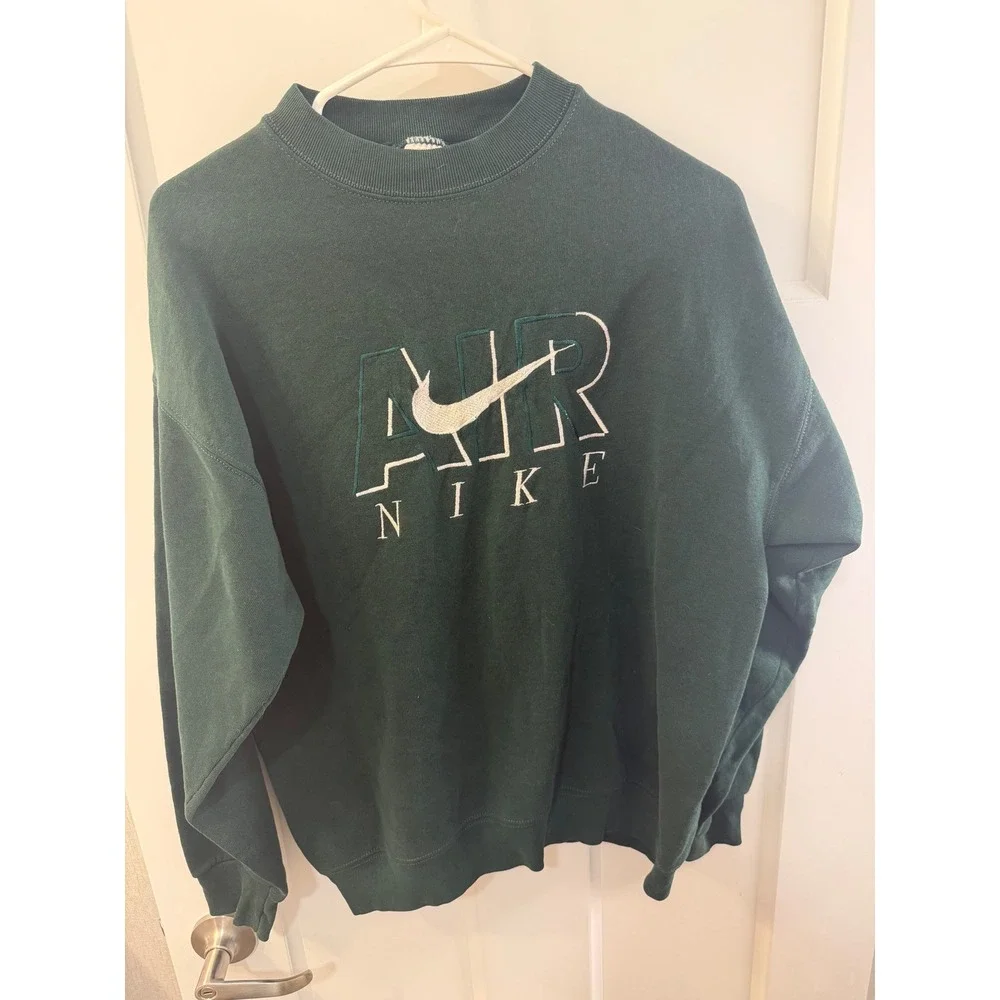 Vintage Nike Air Embroidered Sweatshirt Hunter Green Fruit of the Loom Large
